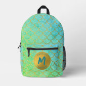 Sac À Dos Imprimé Monogramme Turquoise Motif de Parties scintillant (Recto)