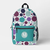 Sac À Dos Imprimé Monogramme turquoise pourpre marine points bleus (Recto)