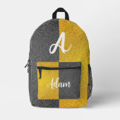 Sac À Dos Imprimé (Monogramme unique et nom initial) Or noir de luxe (Recto)