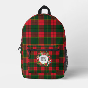 Sac À Dos Imprimé Monogramme Vacances de Noël Tartan Motif