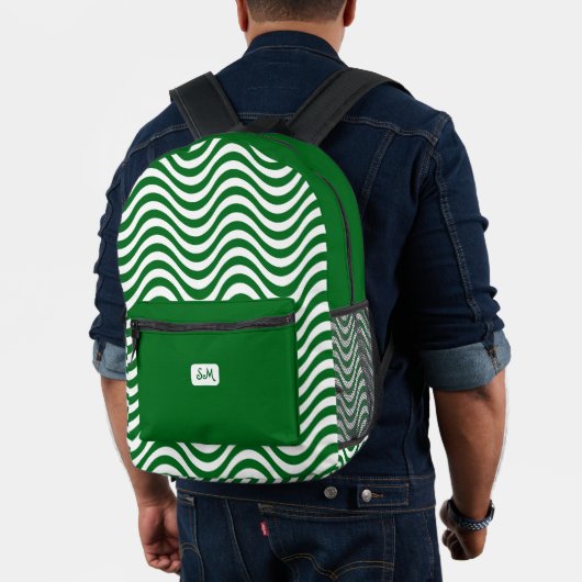 Sac À Dos Imprimé Monogramme vert et blanc Vagues rayures psychédéli (Insitu (Modèle))