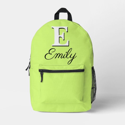 Sac À Dos Imprimé Monogramme vert jaune Mindaro moderne et élégant (Recto)
