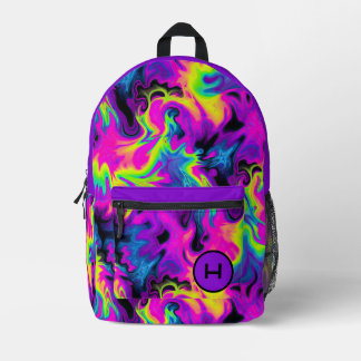 Sac À Dos Imprimé Monogramme violet de noue de la flamme de néon