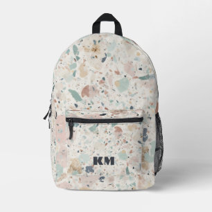 Sac À Dos Imprimé Monogrammes Initiales Pastel Terrazzo Motif
