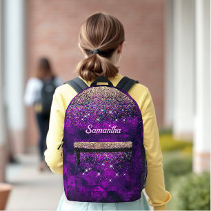 Sac À Dos Imprimé Monographie de parties scintillant en or mou foncé