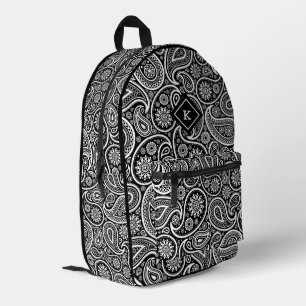 Sac À Dos Imprimé Monographie motif en cachemire noir et blanc