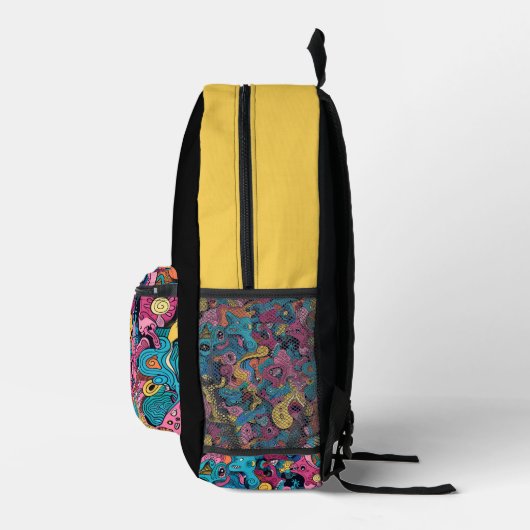 Sac À Dos Imprimé Monster Mash noir et or (Droite)