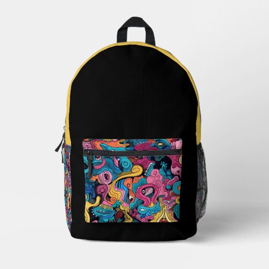 Sac À Dos Imprimé Monster Mash noir et or (Recto)