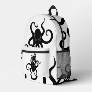 Sac À Dos Imprimé Monstre de mer bleu et noir Kraken avec navire