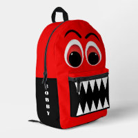 Monstre rouge grands yeux et dents en dentelle Per