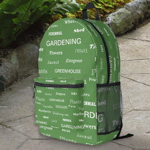 Sac À Dos Imprimé Mot de jardinage Motif Vert Amateur de jardin