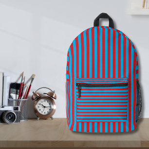 Sac À Dos Imprimé Moteur d'incendie rouge et Cool bleu Vintage rayé