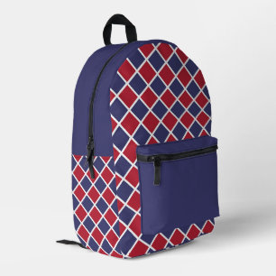 Sac À Dos Imprimé Motif à carreaux diamantés Harlequin rouge bleu bl