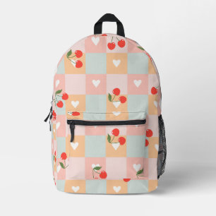 Sac À Dos Imprimé Motif à carreaux pastel cerise et cœur