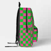 Sac À Dos Imprimé Motif À damiers chèque rose vert (Gauche)