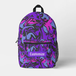 Sac À Dos Imprimé Motif Abstrait moderne violet, rose et bleu ciel