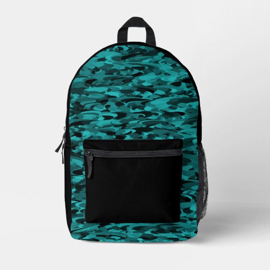 Sac À Dos Imprimé Motif Abstrait Sarcelle Noir (Recto)