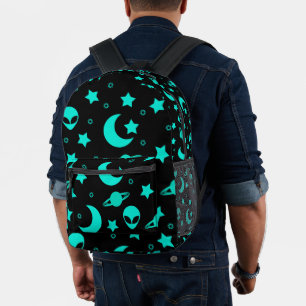 Sac À Dos Imprimé Motif Alien turquoise avec étoiles et lunes