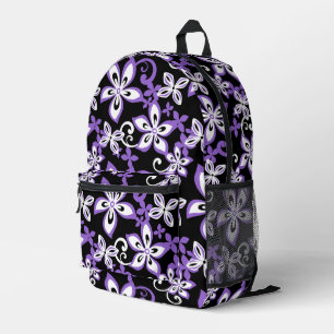 SAC À DOS IMPRIMÉ MOTIF ALOHA HAWAII EN NOIR/LAVENDER