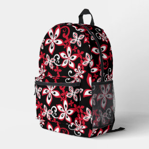 SAC À DOS IMPRIMÉ MOTIF ALOHA HAWAII EN NOIR/ROUGE IMPRIMÉ