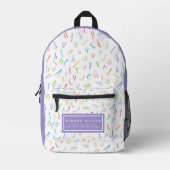 Sac À Dos Imprimé Motif Alphabet mignon _ Blanc et violet (Recto)