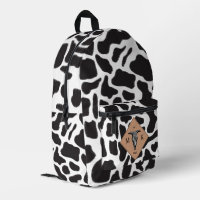 Motif animal noir et blanc Vache tache Monogramme