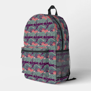 Sac À Dos Imprimé Motif Avec Poisson Et Vague Violette
