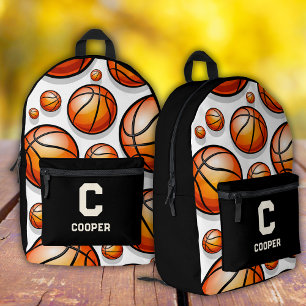 Sac À Dos Imprimé Motif basket-ball noir 