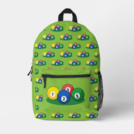 Sac À Dos Imprimé Motif Billard Pool Snooker Balls (Recto)