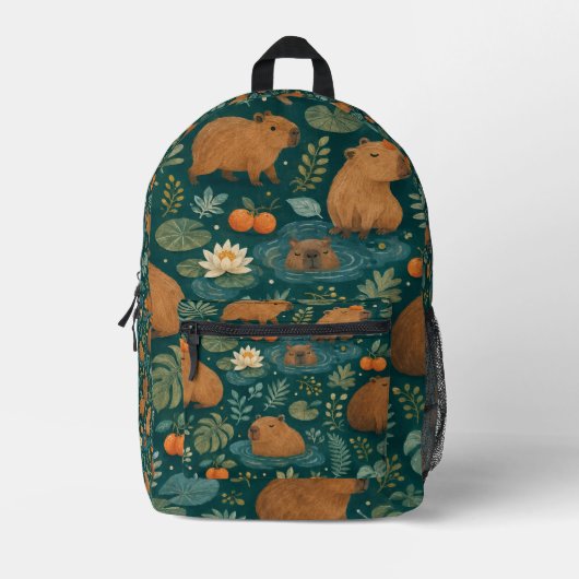 Sac À Dos Imprimé Motif botanique de capybara mignon (Recto)