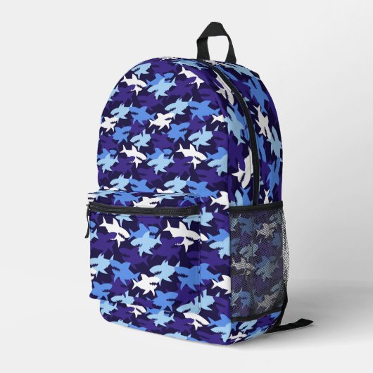 Sac À Dos Imprimé Motif Camouflage requins bleus (Coin arrière droit)