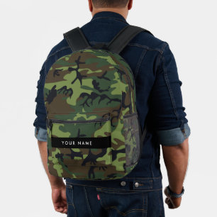 Sac À Dos Imprimé Motif Camouflage Vert, Votre nom, Personnaliser