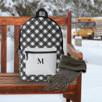 Motif carreaux de buffle noir et gris monogrammé