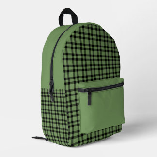 Sac À Dos Imprimé Motif carreaux vert noir