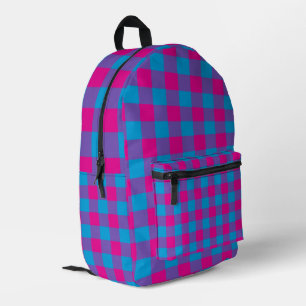 Sac À Dos Imprimé Motif carreaux violet rose bleu