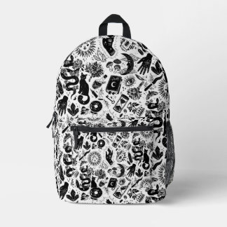 Sac À Dos Imprimé Motif céleste ensorcelant | Mystica noir et blanc