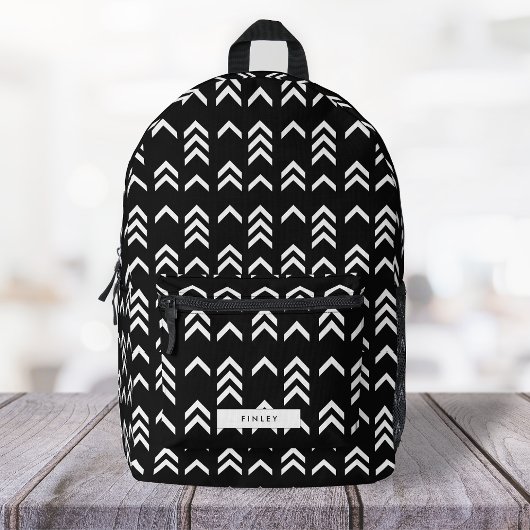 Sac À Dos Imprimé Motif Chevron géométrique noir et blanc