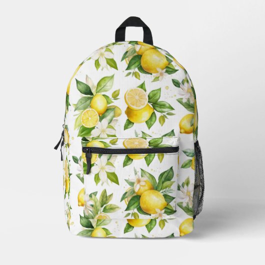 Sac À Dos Imprimé Motif citron, Fleurs de citron, Feuilles, Citrus (Recto)