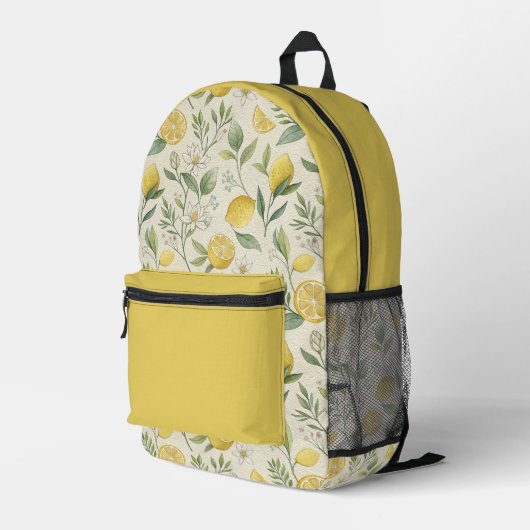 Sac à dos imprimé Motif citrons et fleurs (Coin arrière droit)