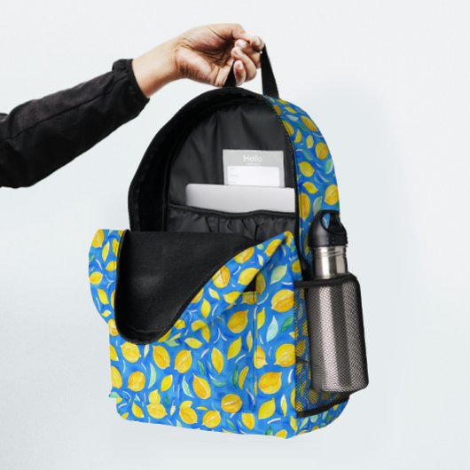 Sac À Dos Imprimé Motif d'aquarelle moderne Citrus jaune bleu citron