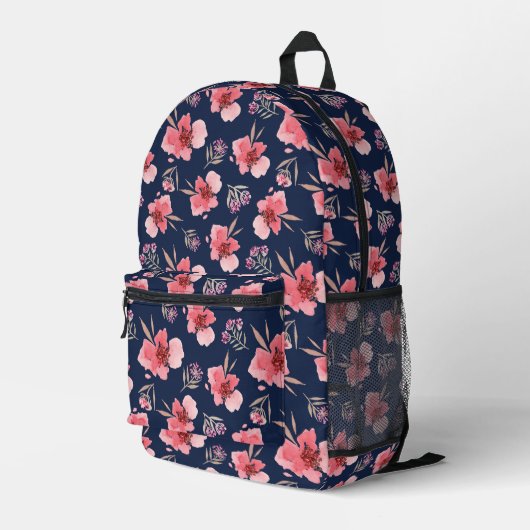 Sac À Dos Imprimé Motif d'aquarelle rose foncé (Coin arrière droit)