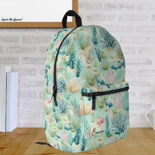 Sac À Dos Imprimé Motif d'aquarelle sous-marine bleu Ocean Life
