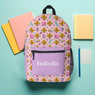 Sac À Dos Imprimé Motif d'articles scolaires colorés rose et violet