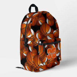 Sac À Dos Imprimé motif de ballons de basket orange blanc avec numér