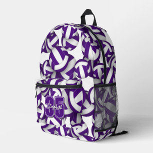 Sac À Dos Imprimé Motif de ballons de volley blancs violets couleurs