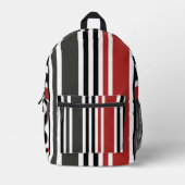 Sac À Dos Imprimé Motif de bandes verticales gris-noir rouge (Recto)