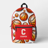 Sac À Dos Imprimé Motif de basket-ball rouge (Recto)