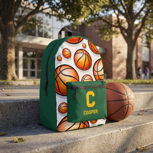 Sac À Dos Imprimé Motif de basket-ball vert