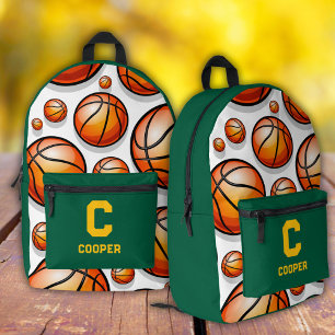 Sac À Dos Imprimé Motif de basket-ball vert