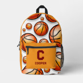 Sac À Dos Imprimé Motif de basket orange (Recto)